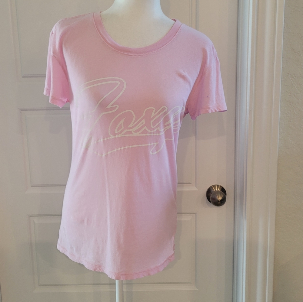Wildfox "foxy" light pink t-shirt size 2 (Medium) white graphic semi-sheer loose